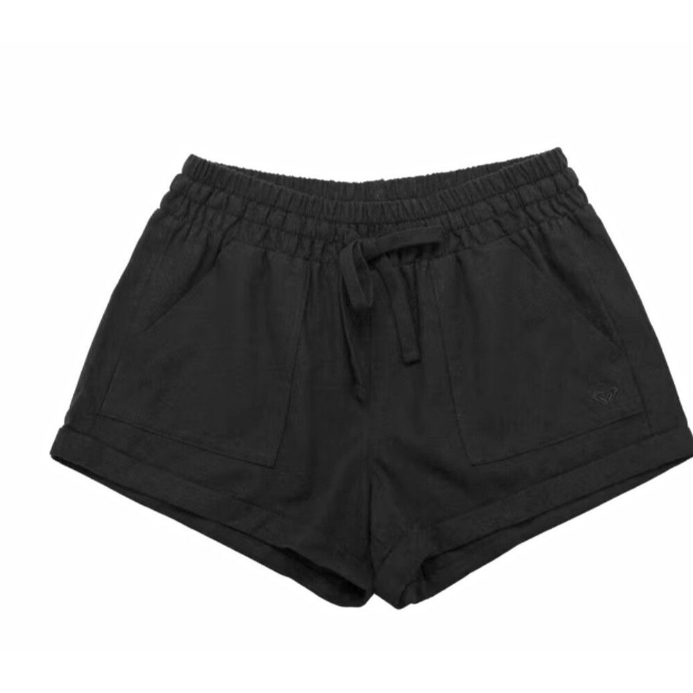 ROXY Women's Black Solid Pull-On Shorts Elastic Waist Drawstring Size S